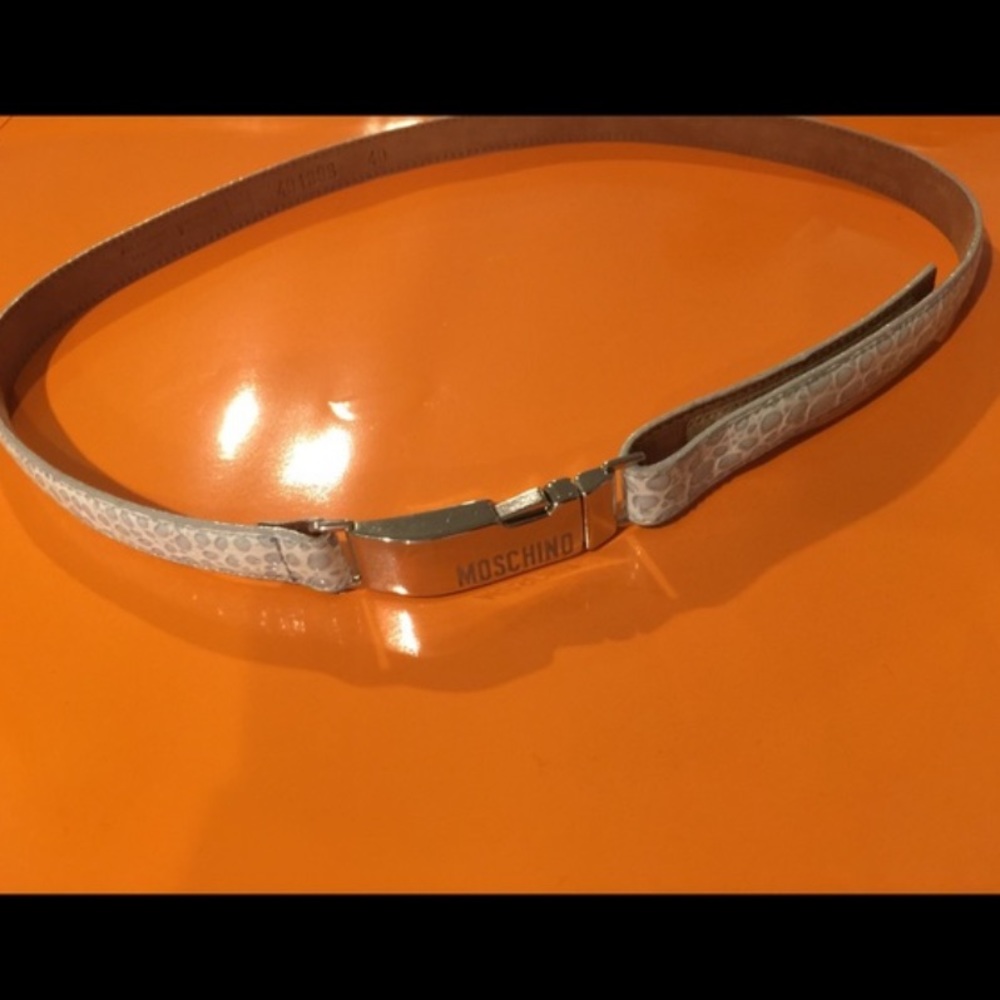 Moschino light blue leather belt
